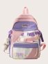 Colorblock Letter Graphic Functional Backpack