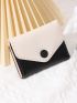 Two Tone Snap Button Flap Small Wallet