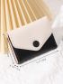 Two Tone Snap Button Flap Small Wallet