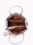 Random Twilly Scarf Decor Top Handle Bag Litchi Embossed PU For Daily Life