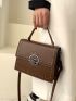 Studded Decor Flap Square Bag