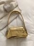 Metallic Flap Baguette Bag