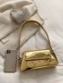 Metallic Flap Baguette Bag