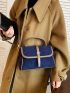 Contrast Binding Chain Flap Square Bag