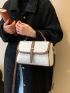 Contrast Binding Chain Flap Square Bag
