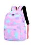 Colorblock Fashion Backpack Heart & Letter Pattern Classic Backpack