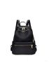Zip Front Functional Backpack With Purse