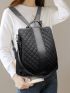 Argyle Quilted Functional Backpack With Long Wallet