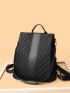 Argyle Quilted Functional Backpack With Long Wallet