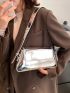 Metallic Flap Baguette Bag