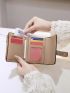 Litchi Embossed Flap Small Wallet