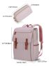 Buckle Decor Flap Backpack With Square Bag