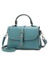 Crocodile Embossed Buckle Decor Flap Square Bag