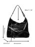 Buckle & Studded Decor Large Capacity Hobo Bag