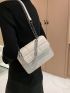 Plaid Embossed Chain Flap Square Bag