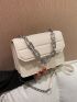 Plaid Embossed Chain Flap Square Bag