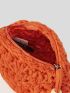 VCAY Neon Orange Tassel Decor Crochet Bag