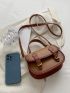 Mini Buckle Decor Flap Saddle Bag
