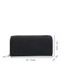 Stitch Detail Zipper Around Long Wallet