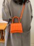 Mini Flap Novelty Bag Clover Embossed Neon Orange