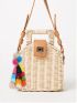 Pompom & Tassel Decor Bag Charm Tassel Purse Charm For Handbag Pendant Boho Keyring Keychain For Women Bag