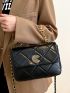 Quilted Chain Flap Square Bag