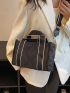 Quilted Detail Double Handle Square Bag