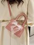 Mini Plaid Pattern Bow Decor Square Bag