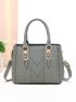 Litchi Embossed Double Handle Square Bag, Mothers Day Gift For Mom