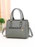 Litchi Embossed Double Handle Square Bag, Mothers Day Gift For Mom
