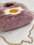 Poached Egg Pattern Fluffy Square Bag