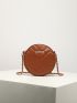 Mini Chevron & Metal Detail Chain Circle Bag
