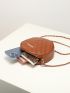 Mini Chevron & Metal Detail Chain Circle Bag