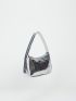 Metallic Crocodile Embossed Baguette Bag