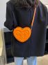 Mini Neon Orange Lucky Clover Embossed Heart Design Novelty Bag