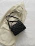 Mini Flap Square Bag Quilted Pattern Chain Decor Metallic Funky