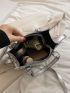 Metallic Crocodile Embossed Square Bag With Coin Purse