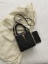 Mini Square Bag Quilted Double Handle Metal Decor