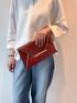 Metal Decor Contrast Binding Square Bag