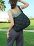 Geometric Quilted Hobo Bag