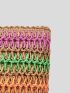 VCAY Color Block Straw Bag