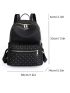 Argyle Quilted Zipper Backpack Purse, Large Capacity Studded Decor Bookbag, Casual Laptop Bag Studded Decor Quilted Functional Backpack