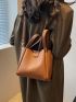 Litchi Embossed Double Handle Square Bag