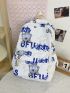 Cartoon Bear & Letter Graphic Functional Backpack