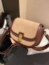 Mini Contrast Binding Twist Lock Flap Square Bag