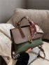 Two Tone Twilly Scarf Decor Flap Square Bag