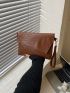 Crocodile Embossed Flap Square Bag With Wristlet