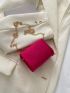 Mini Neon Pink Crocodile Embossed Square Bag