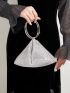 Rhinestone Decor Top Ring Novelty Bag Rhinestone Decor Evening Bag, Glitter Clutch Bag For Party, Women's Elegant Purse For Wedding