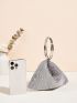Rhinestone Decor Top Ring Novelty Bag Rhinestone Decor Evening Bag, Glitter Clutch Bag For Party, Women's Elegant Purse For Wedding